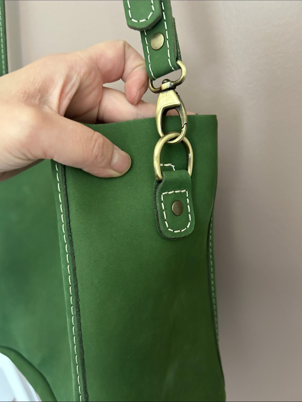 Portland Leather Goods Butterfly Bucket Bag Succulent Green - Picture 4 of 13